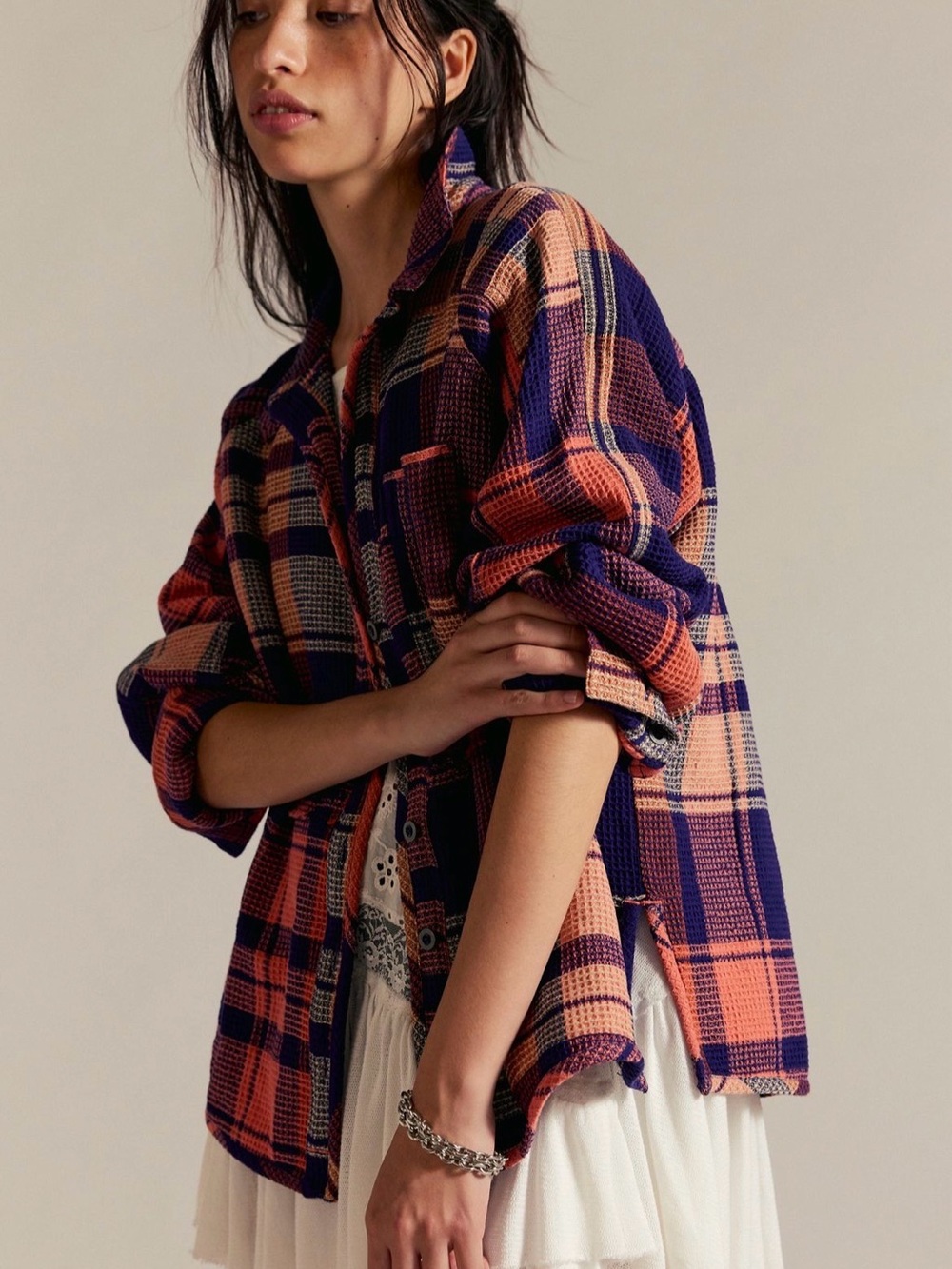 We The Free Cozy In-Plaid Shirt, Medium